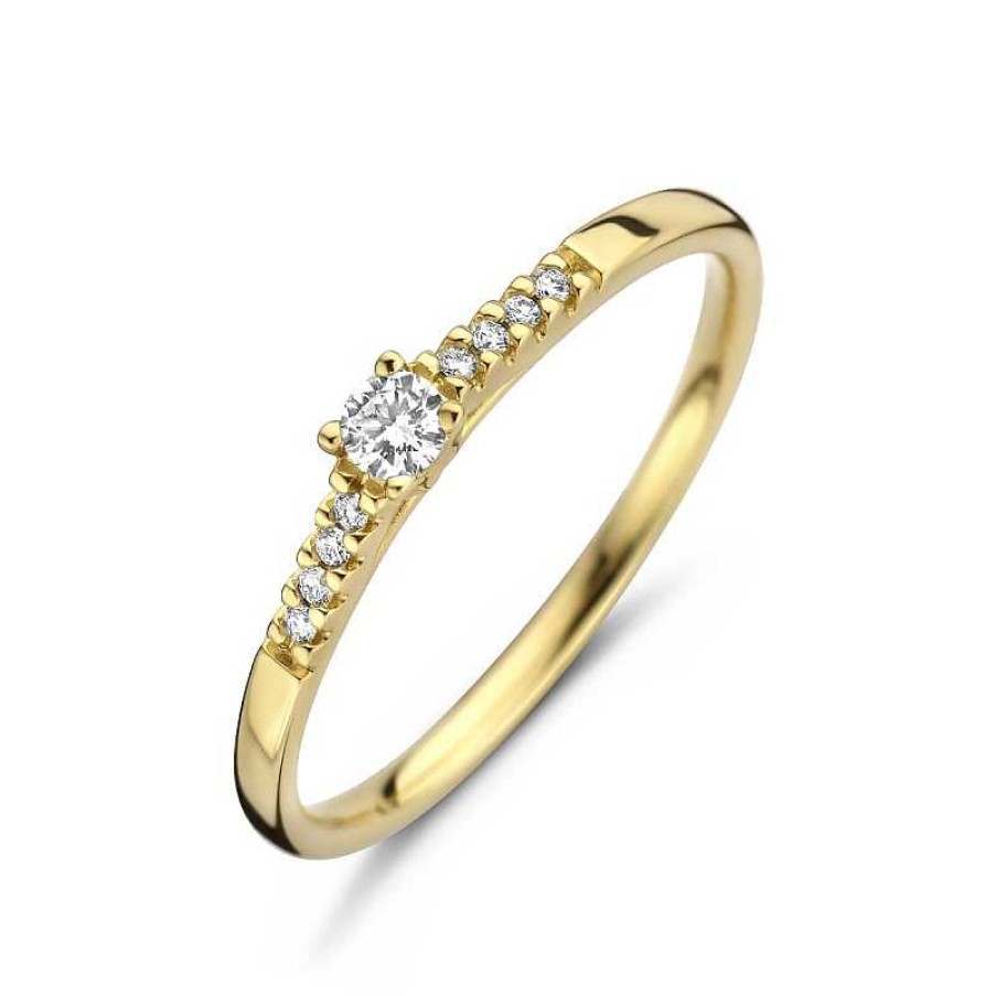 Ringen Mostert Huiscollectie | Gouden Solitair Ring Met Diamanten 0.07 Crt 2.6 Mm