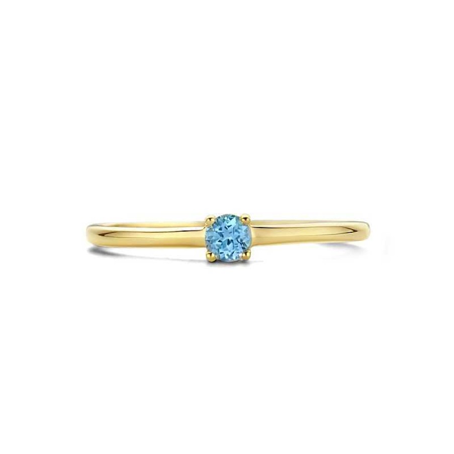 Ringen Mostert Huiscollectie | Gouden Ring Met Geboortesteen Blauw Topaas December