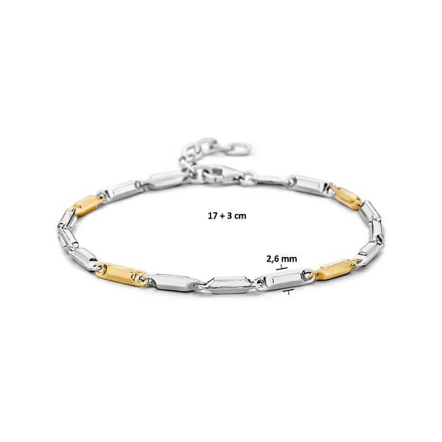 Armbanden Mostert Huiscollectie | Fantasie Schakelarmband Zilver/Goud 2.6 Mm - Lengte 17 + 3 Cm