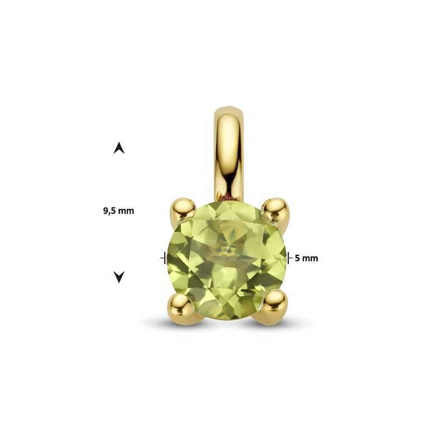 Hangers Mostert Huiscollectie | 14-Karaat Gouden Hanger Met Peridot - 9.5 X 5 Mm