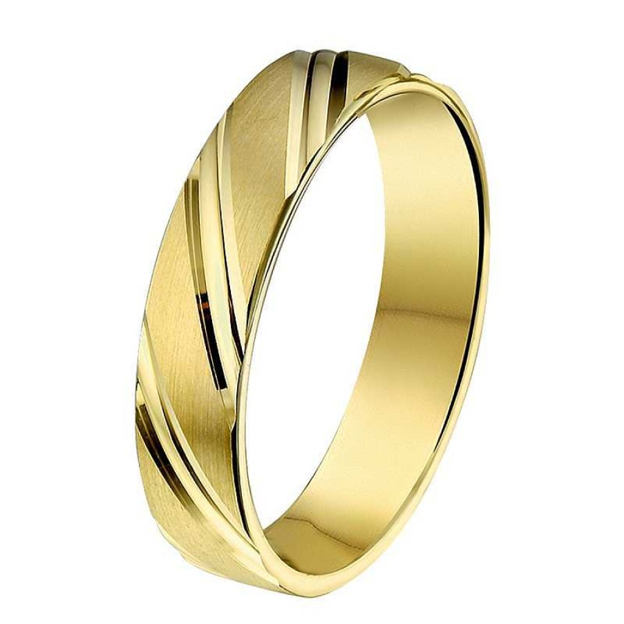 Ringen Mostert Huiscollectie | Gouden Gediamanteerde Trouwring 5 Mm