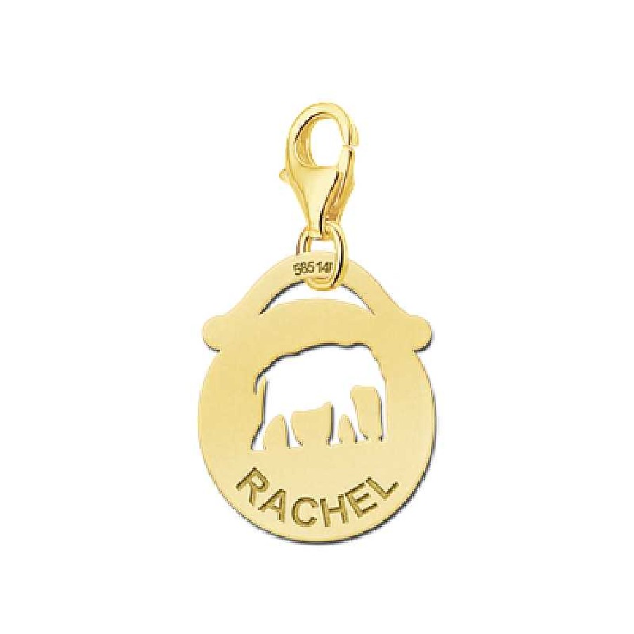 Bedels Names4ever | Gouden Bedel Rond Olifant Names4Ever