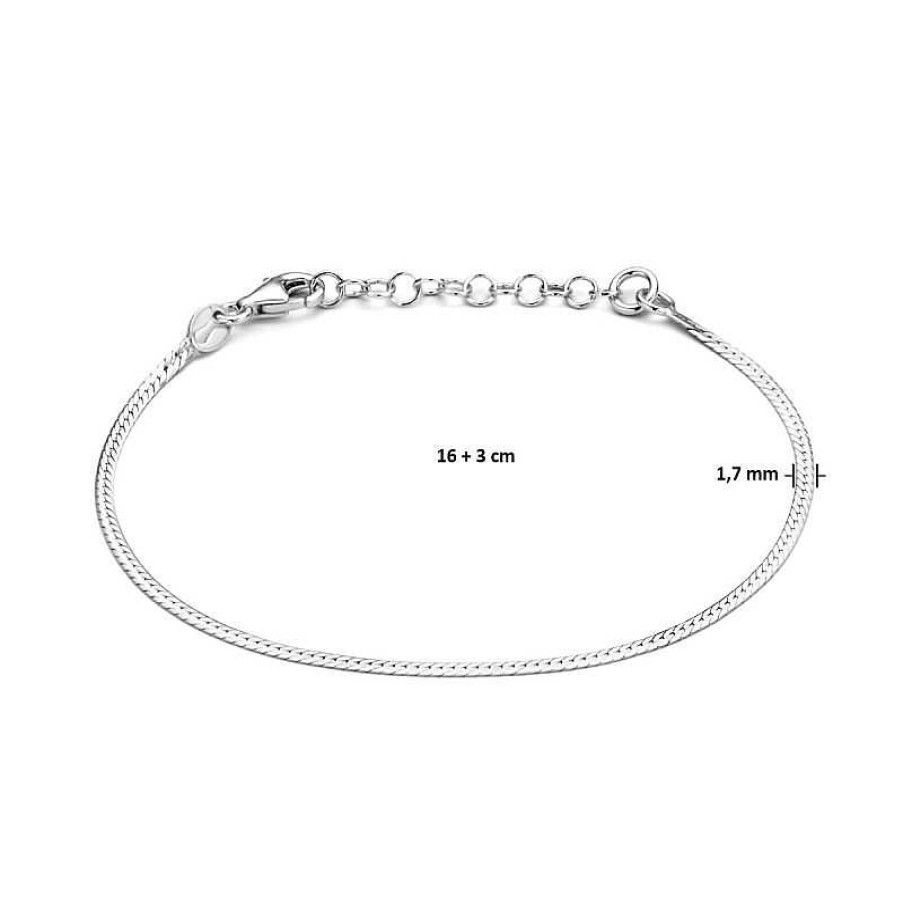 Armbanden Mostert Huiscollectie | Zilveren Armband Platte Schakel 1.7 Mm 16-19 Cm