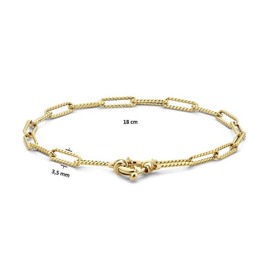 Armbanden Mostert Huiscollectie | 14-Karaat Gouden Paperclip Armband 3.5 Mm - Lengte 18 Cm