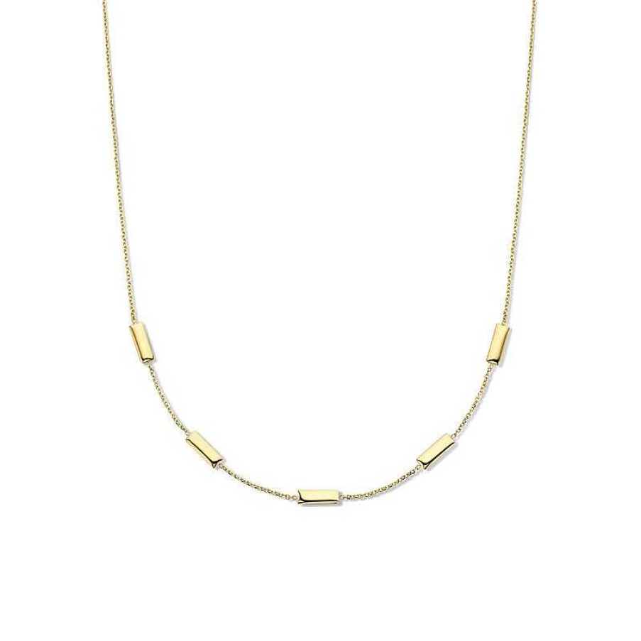 Kettingen Mostert Huiscollectie | Gouden Anker Schakelketting Met Staafjes - Lengte 42 - 44 Cm