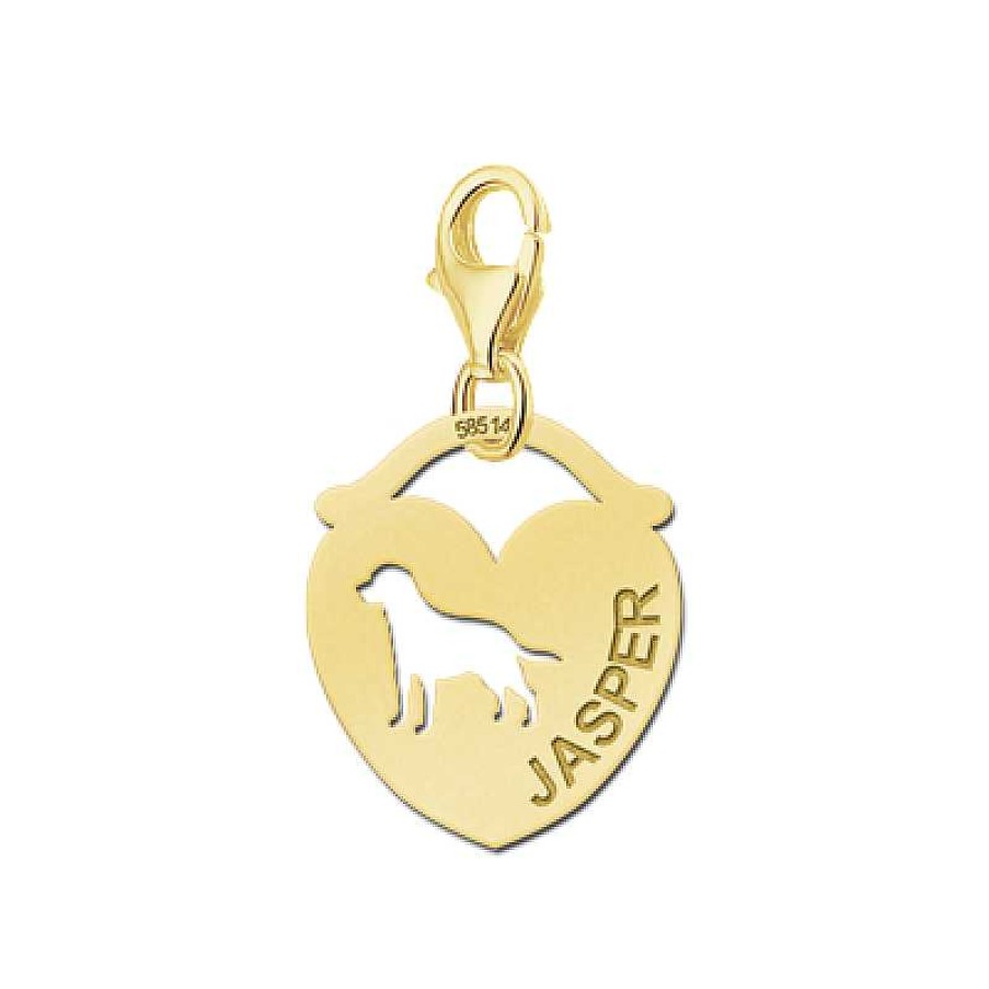 Bedels Names4ever | Gouden Bedel Hartvorm Hond Names4Ever