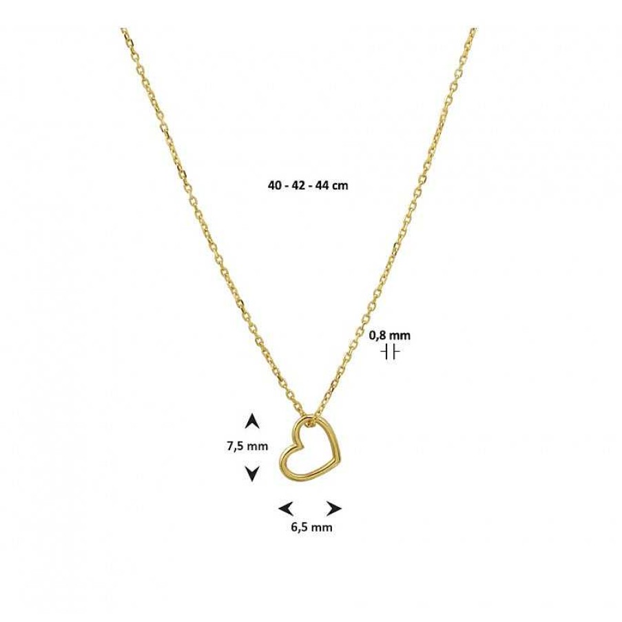 Kettingen Mostert Huiscollectie | 14 Krt Gouden Ketting Met Open Hartje 0.8 Mm - 40-42-44 Cm Verstelbaar