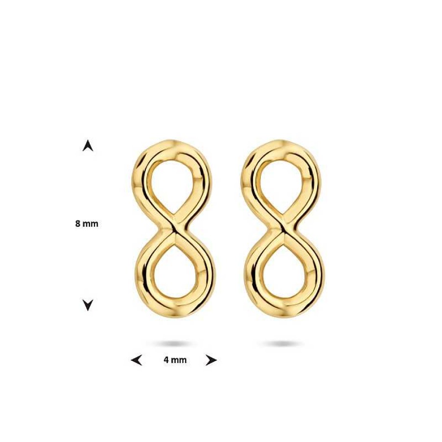 Oorbellen Mostert Huiscollectie | 14-Karaat Gouden Infinity Oorknoppen - 8 Mm X 4 Mm