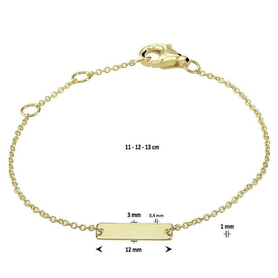 Armbanden Mostert Huiscollectie | Gouden Graveerbare Anker Kinderarmband - Lengte 11 - 13 Cm