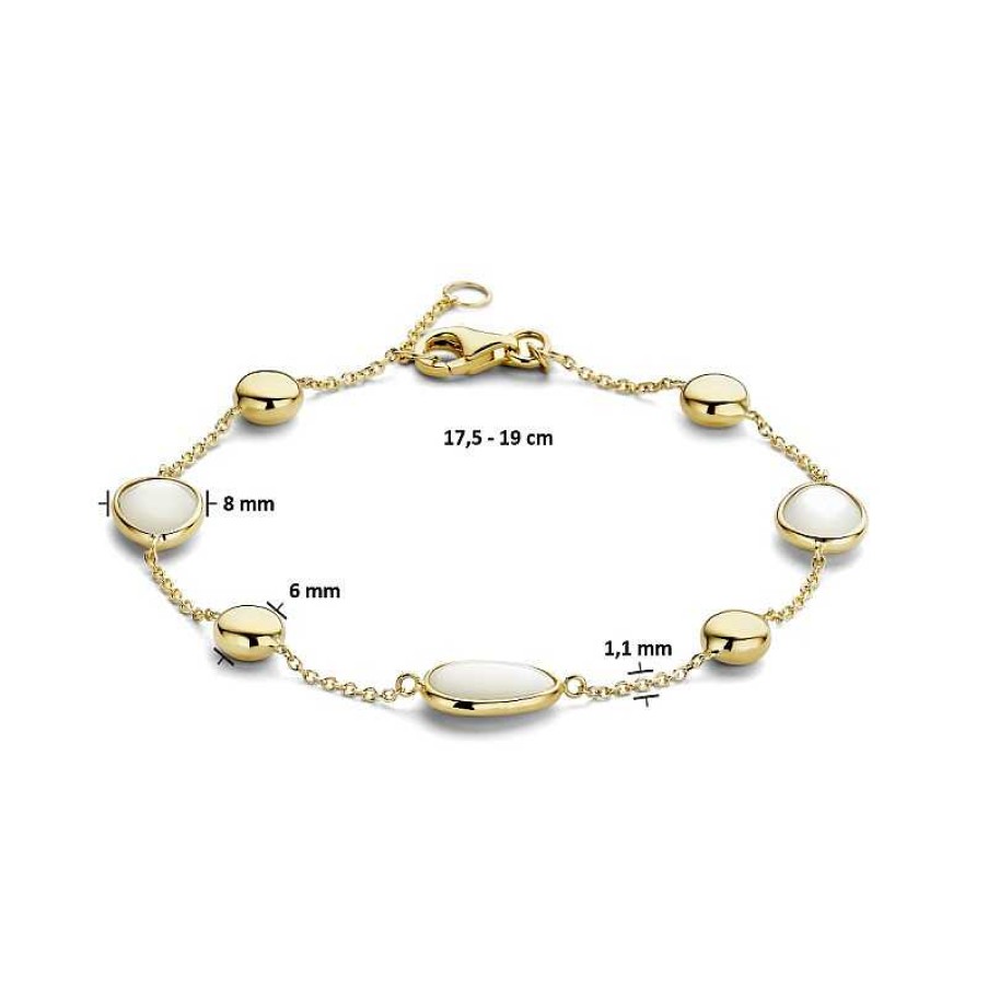 Armbanden Mostert Huiscollectie | 14-Karaat Armband Met Parelmoer 1.1 Mm - Lengte 17.5 - 19 Cm