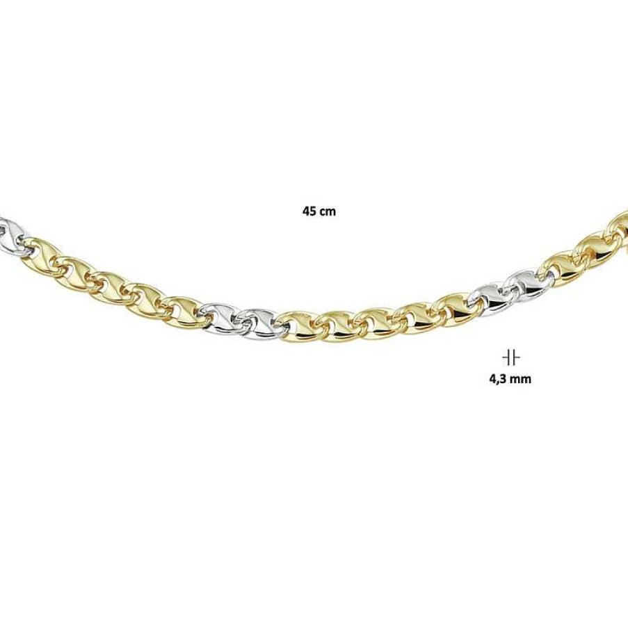 Kettingen Mostert Huiscollectie | Bicolor Anker Ketting 4.3 Mm - Lengte 45 Cm