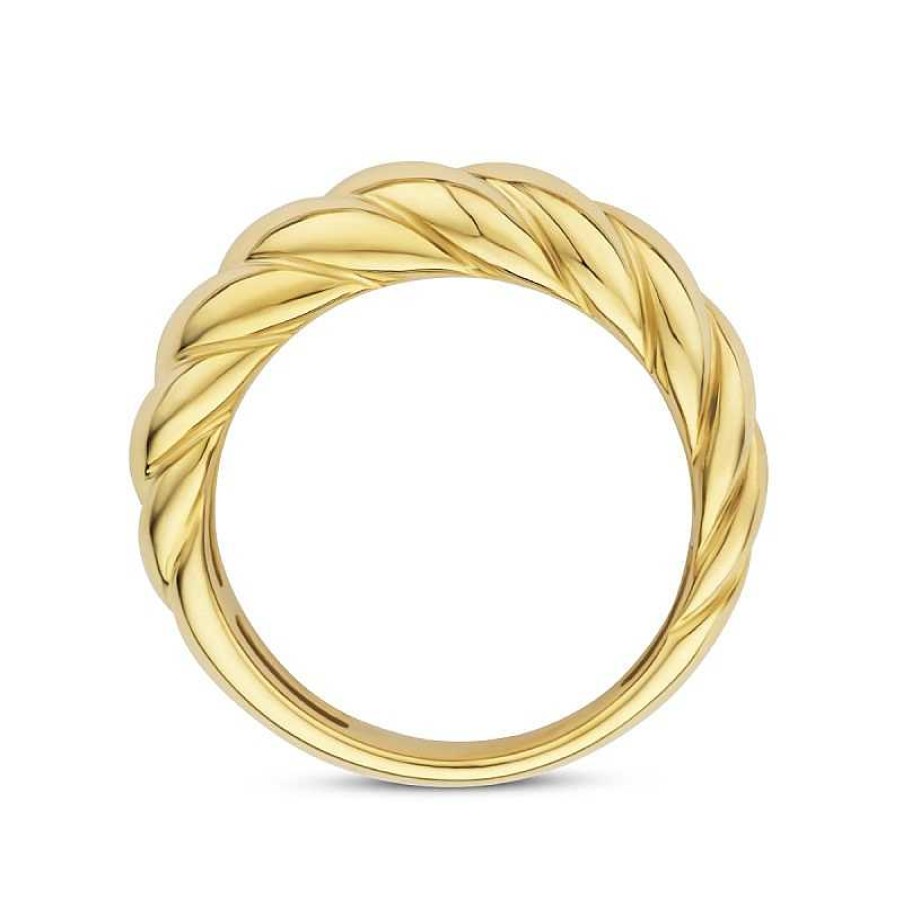 Ringen Mostert Huiscollectie | Brede 14-Karaat Gouden Gedraaide Croissant Ring 6 Mm